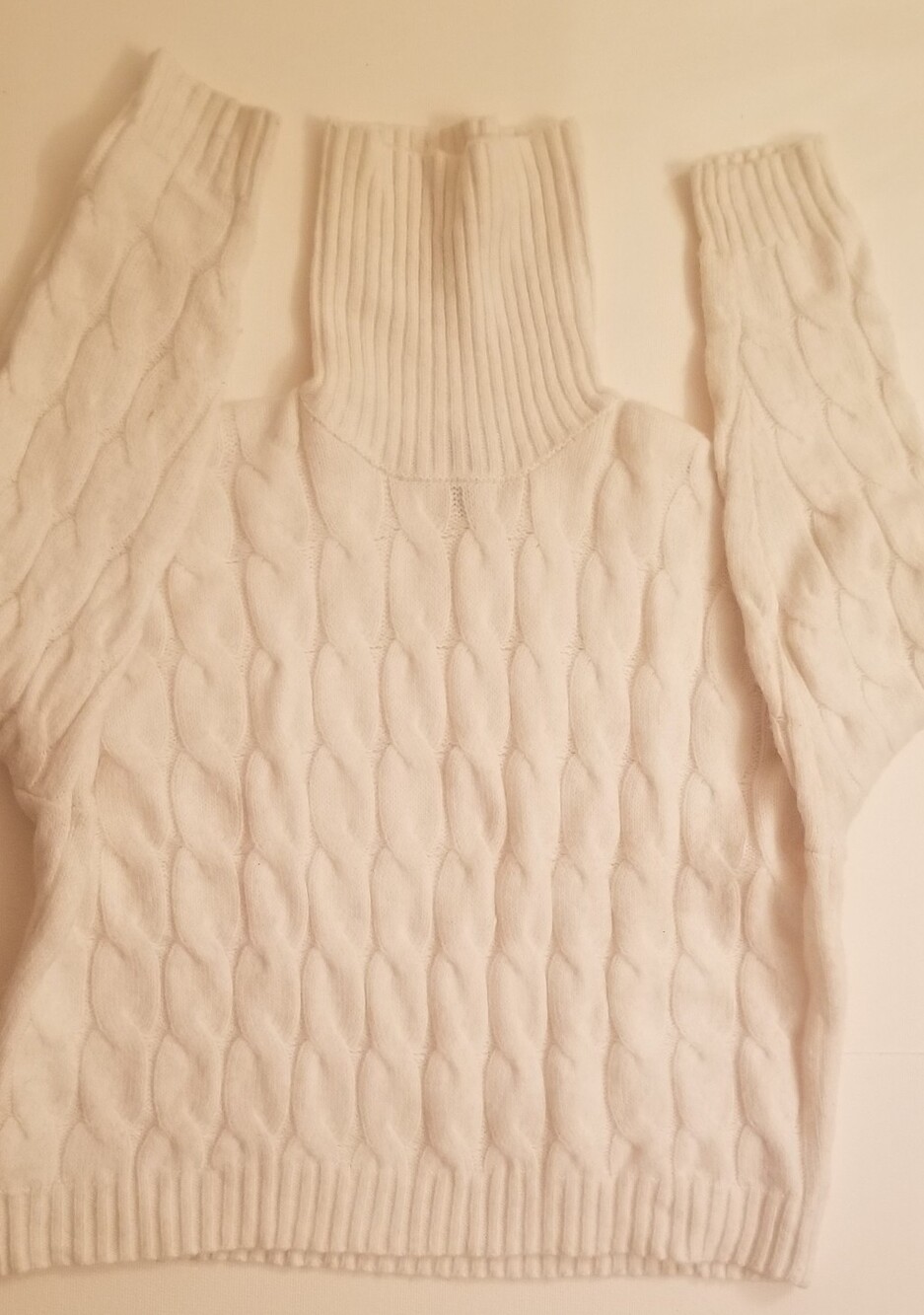 Pink Rose Cream Ribbed Crewneck Sweater